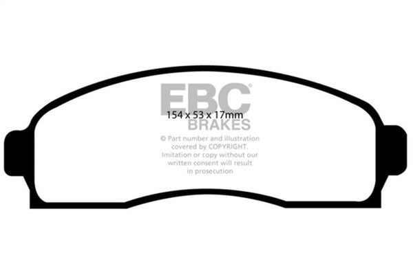 EBC 03-06 Chevrolet Equinox 3.4 Greenstuff Front Brake Pads - DP61617 for 2003-2011 Ford Ranger - front view