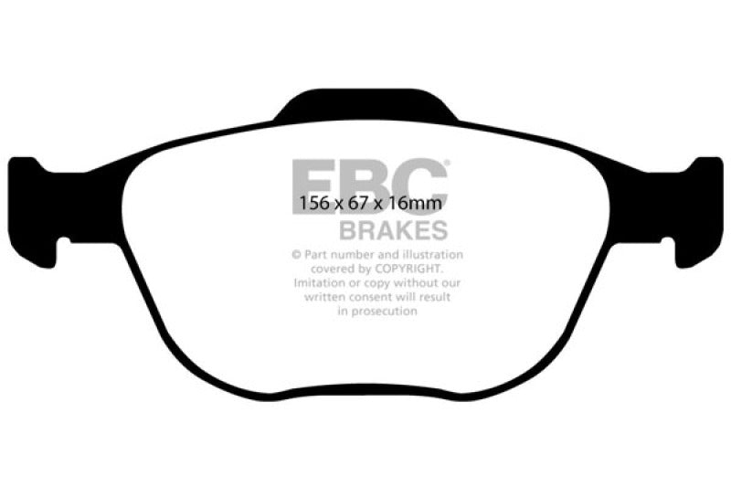 EBC 02-04 Ford Focus 2.0 SVT Ultimax2 Front Brake Pads - UD970 for 2010-2021 Ford Transit Connect - front view