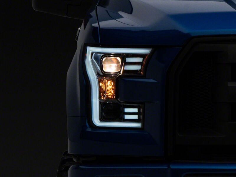 Raxiom 15-17 Ford F-150 Projector Headlights with LED Accent- Chrome Housing- Clear Lens - T542858 - front view