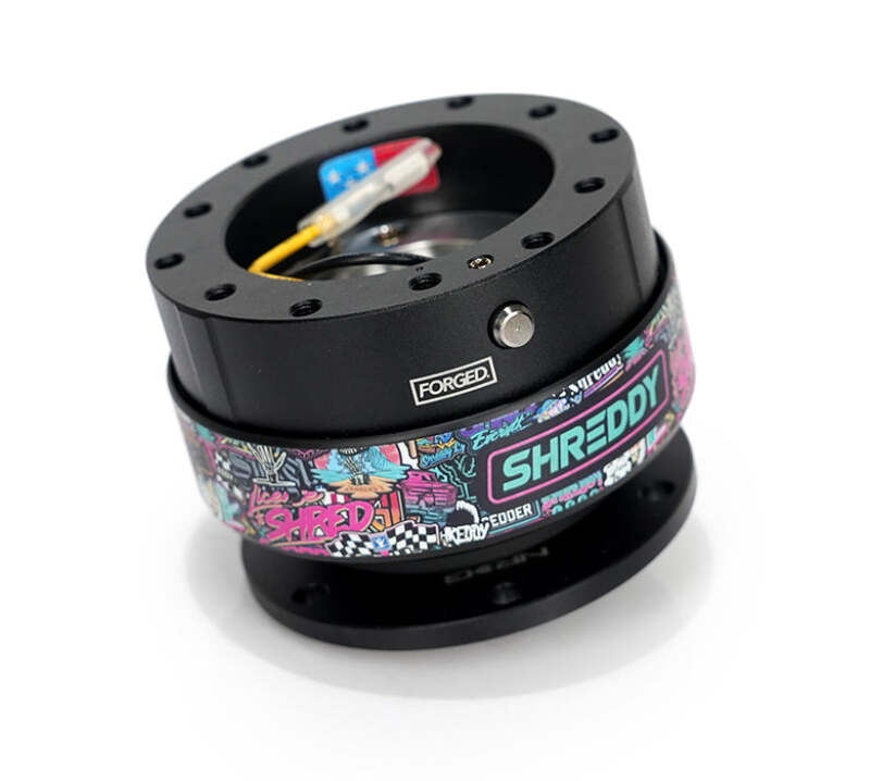NRG Quick Release Gen 2.0 - Black Body/Black ring with Shreddy Collab Version 3 - SRK-200BK-SDY3 - front view
