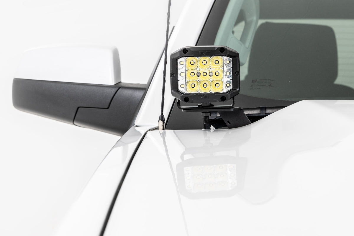 Rough Country - LED Ditch Light Kit - 2in Black Pair - Flood - Chevy/GMC 1500 (14-18 & Classic) - 71053 for 2014-2018 Chevrol