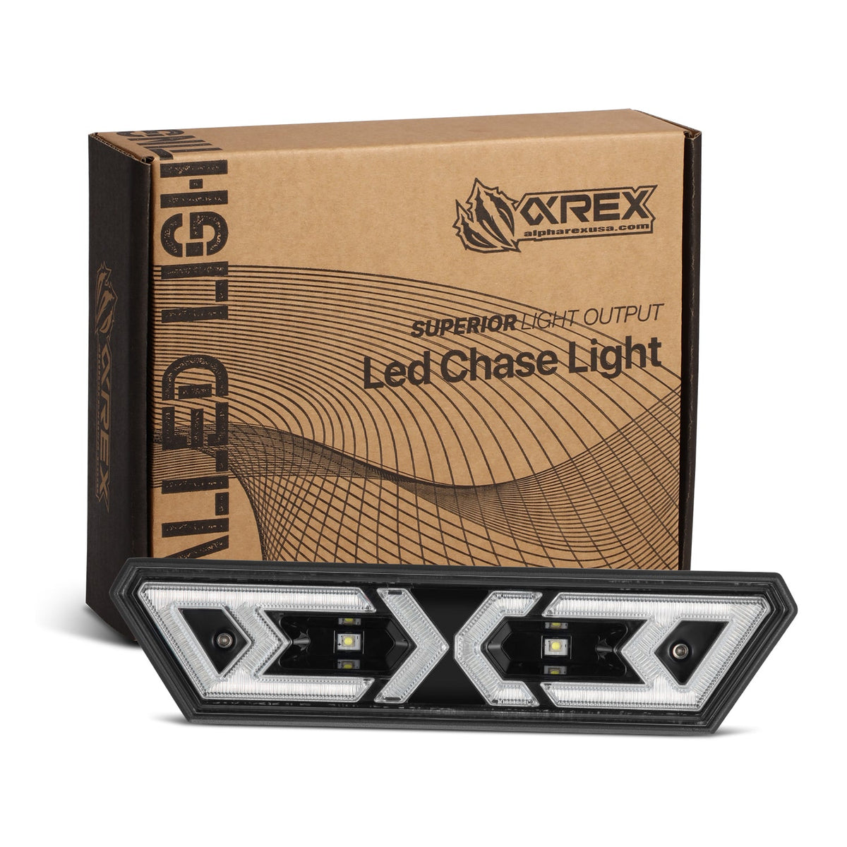 AlphaRex Arrow-X  Universal Multi-Functional Off-Road L.E.D Chase Light - Black - 940020 by AlphaRex - front view