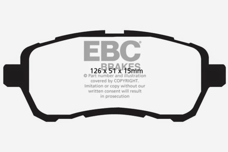 EBC 2010-2016 Mazda 2 1.5L Ultimax2 Front Brake Pads - UD14541