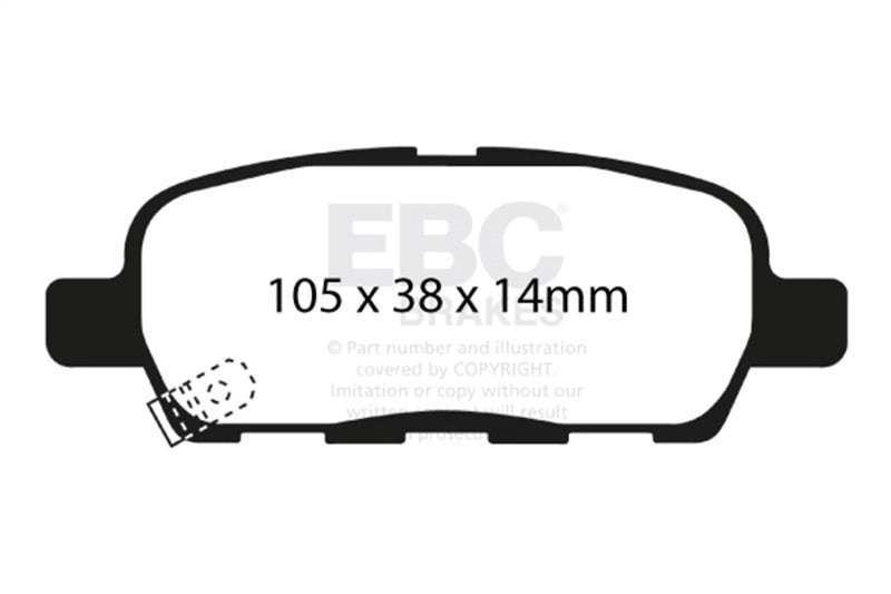EBC 01 Infiniti Q45 4.1 Ultimax2 Front Brake Pads - UD855 for 2004-2009 Nissan Quest - front view
