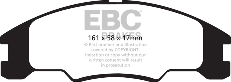 EBC 10-11 Ford Focus 1.6 Yellowstuff Front Brake Pads - DP41822R for 2008-2011 Ford Focus - angle view