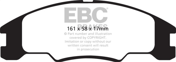 EBC 10-11 Ford Focus 1.6 Yellowstuff Front Brake Pads - DP41822R for 2008-2011 Ford Focus - angle view