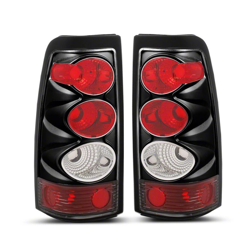 Raxiom 03-06 Chevrolet Silverado 1500 Fleetside Axial Series Tail Lights- Black- Clear Lens - S112708 - front view