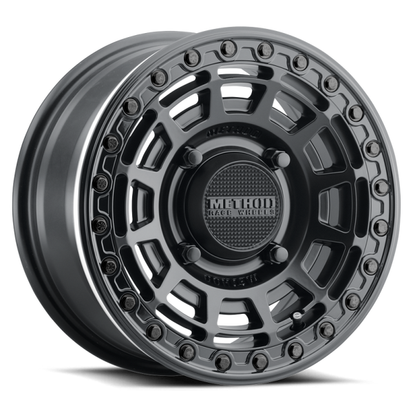 Method MR415 Beadlock 15x10 / 6+4/25mm Offset / 5x4.5 / 76 CB Matte Black Wheel - Gloss Black Ring - MR415510121064B by Metho