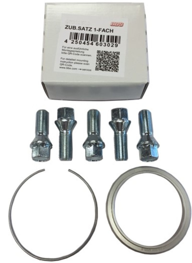 BBS PFS KIT - Volvo 5x108 - Includes 70mm OD - 63.3mm ID Ring / 70mm Clip / Lug Bolts - 09.31.357