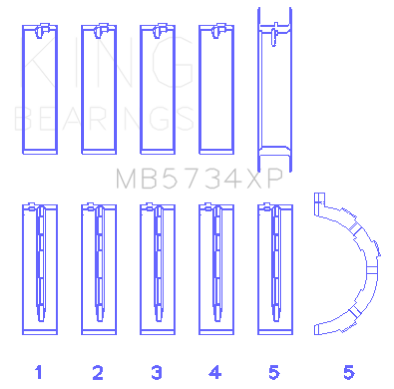 King Ford Mustang Prod 302 Coyote (Size STD) Performance Main Bearing Set - MB5734XP