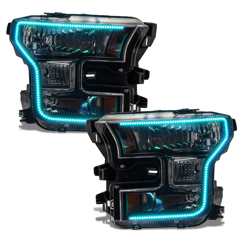 Oracle 15-17 Ford F-150 Dynamic RGB+A Pre-Assembled Headlights Halogen - Blk Edition - SEE WARRANTY - 8201-332