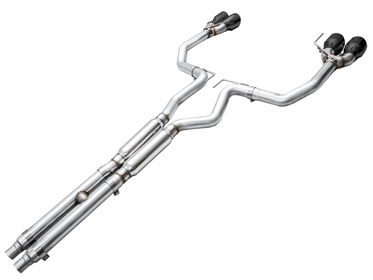 AWE 2024 Ford Mustang GT Fastback S650 RWD Track Edition Catback Exhaust w/ Quad Diamond Black Tips - 3020-43650