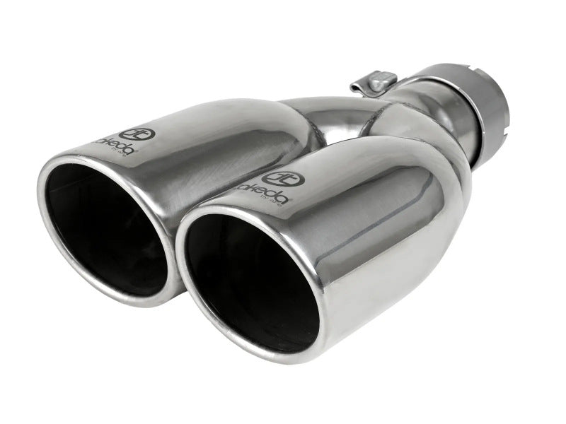 aFe Takeda 304 Stainless Steel Clamp-on Exhaust Tip Polished 2-1/2ininlet x 3-1/2in Outlet X 12in L - 49T25374-P121