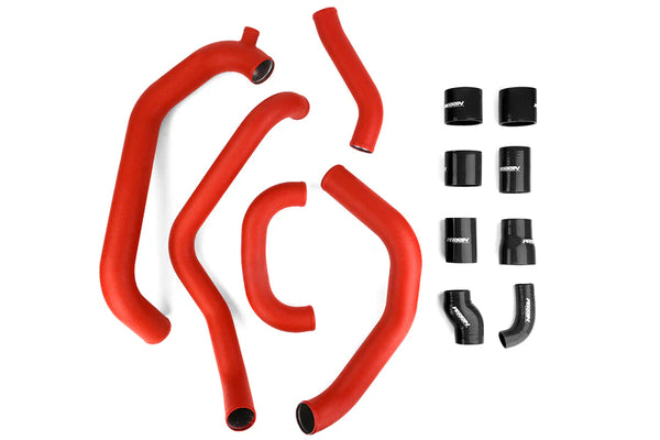 Perrin 08-14 STi FMIC Red Boost Tubes w/ Black Silicone - PSP-ITR-430-2RD/BK for 2008-2014 Subaru Impreza - front view