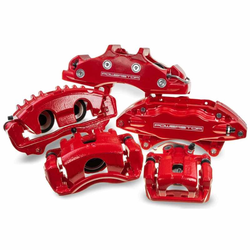Power Stop 90-93 Cadillac Commercial Chassis Front Red Calipers w/o Brackets - Pair - S4299 for 1990-2002 Chevrolet Astro - i