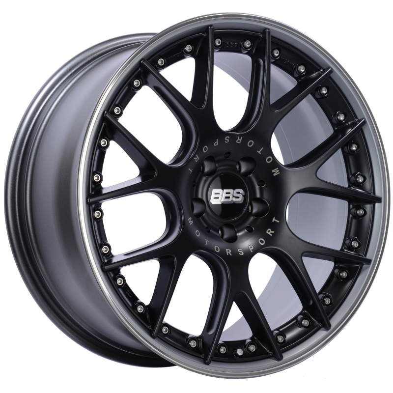 BBS CH-RII 20x9 5x120 ET25 Satin Black Center Platinum Lip SS Rim Prot Wheel -82mm PFS/Clip Req - CH653BPPO