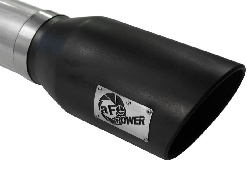 aFe Atlas 5in DPF-Back Aluminized Steel Exh Sys Ford Diesel Trucks 11-14 v8-6.7L td wrinkled blk tip - 49-03055-B