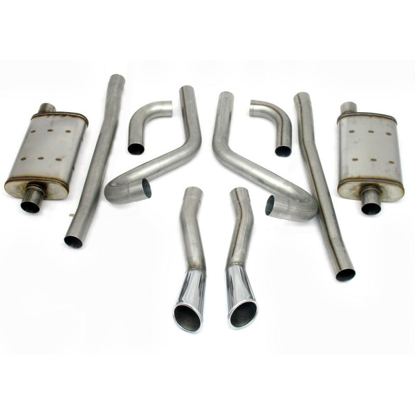 JBA 65-66 Ford Mustang 260-428 409SS Dual Through Rear Valance Header Back Exhaust - 40-2653 for 1964-1966 Ford Mustang - fro