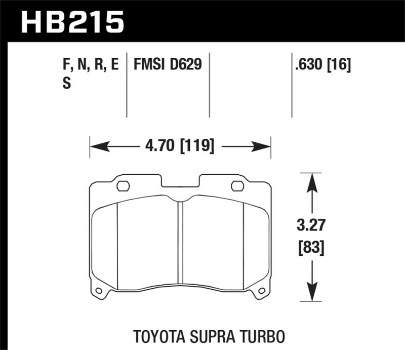 Hawk 93-98 Toyota Supra TT HPS 5.0 Street Front Brake Pads - HB215B.630