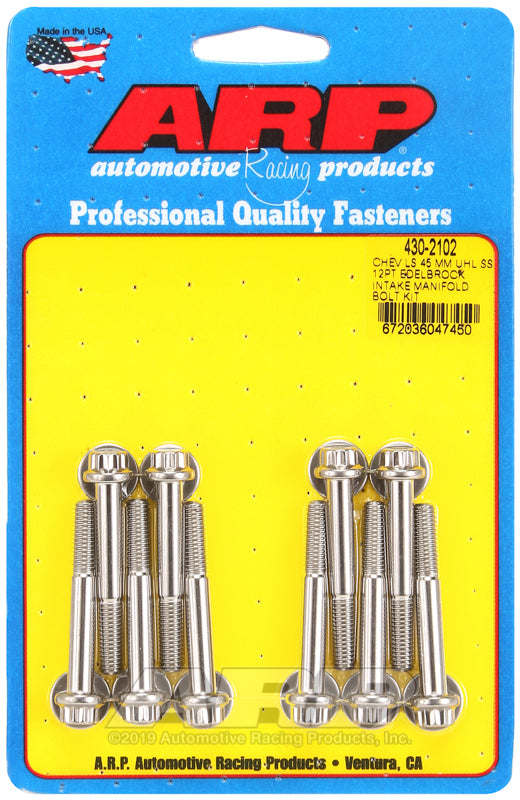 ARP Chevy LS 45mm UHL 12pt Edelbrock intake manifold bolt kit - 430-2102 by ARP