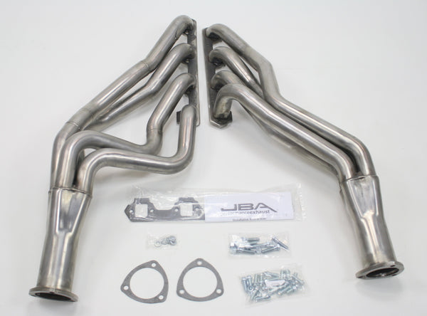 JBA 65-73 Ford Mustang 260-302 SBF 4 Speed C4/C6/AOD 1-3/4in Primary Raw 409SS Long Tube Header - 6610S for 1964-1973 Ford Mu