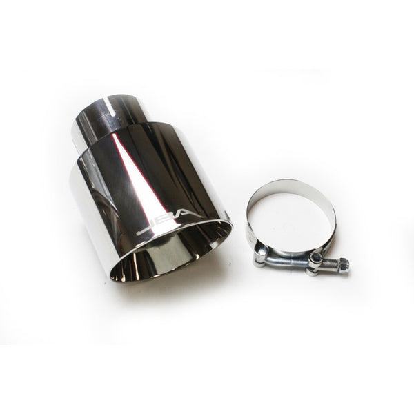JBA 2.5in x 4in x 5-3/4in Double Wall Polished Chrome Tip - Clamp On - 12-08257 by JBA - front view