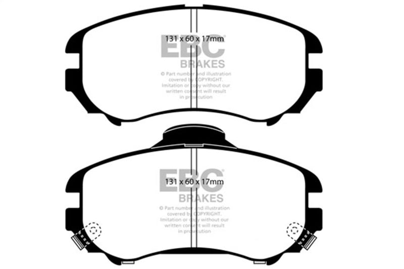 EBC 07-08 Hyundai Elantra 2.0 Ultimax2 Front Brake Pads - UD924 for 2002-2010 Kia Optima - front view