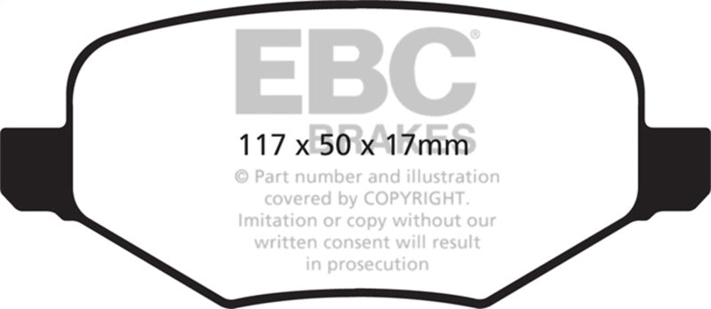 EBC 11-14 Ford Edge 2.0 Turbo Greenstuff Rear Brake Pads - DP21826