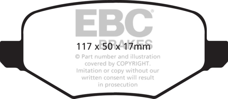 EBC 11-14 Ford Edge 2.0 Turbo Greenstuff Rear Brake Pads - DP21826