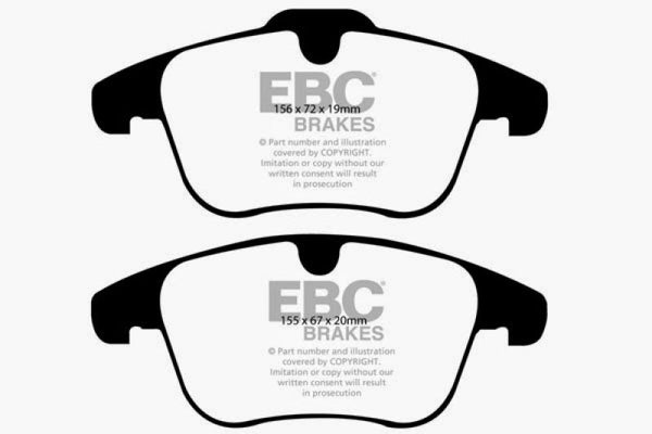 EBC 07-12 Land Rover LR2 3.2 Greenstuff Front Brake Pads - DP61932 for 2008-2015 Land Rover LR2 - front view