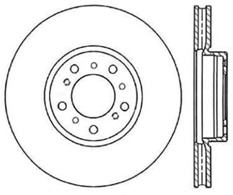StopTech Slotted & Drilled Sport Brake Rotor - 127.34058L for 2001-2006 BMW M3 - front view