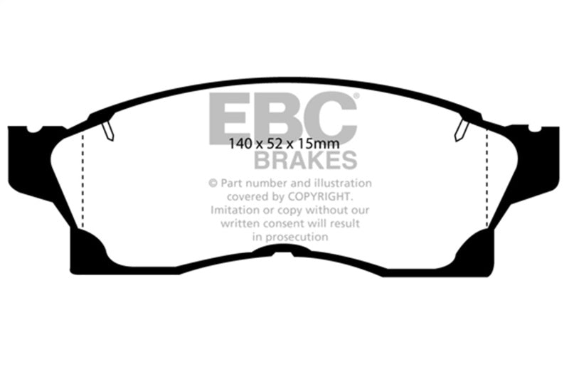EBC 91-92 Toyota MR2 2.0 Turbo Ultimax2 Front Brake Pads - UD489 for 1991-1992 Toyota MR2 - front view