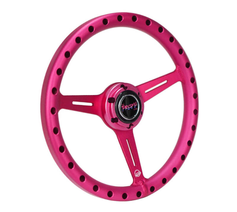 NRG Aluminum Steering Wheel 330mm - Extra Light - Ergonomic Grip - Anadized Pink - RST-072-PK - close-up view