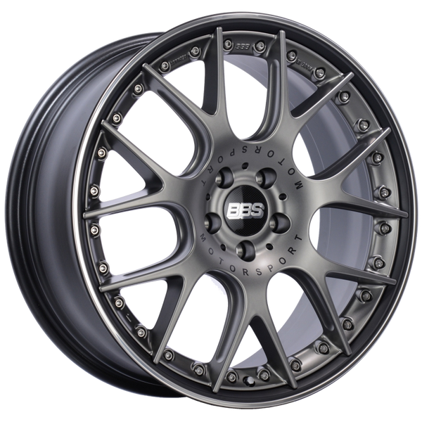 BBS CH-RII 20x8.5 5x120 ET32 Satin Platinum Center Black Lip SS Rim Prot Wheel -82mm PFS/Clip Req - CH651PBPO by BBS