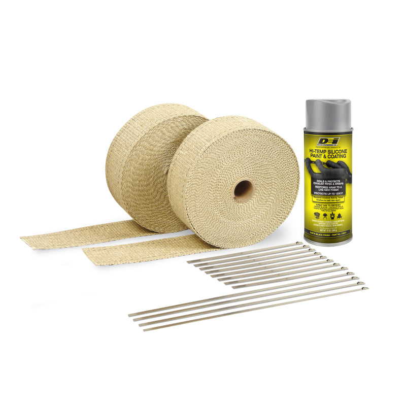 DEI Exhaust Wrap Kit - Tan Wrap &amp; Aluminum HT Silicone Coating - 10112