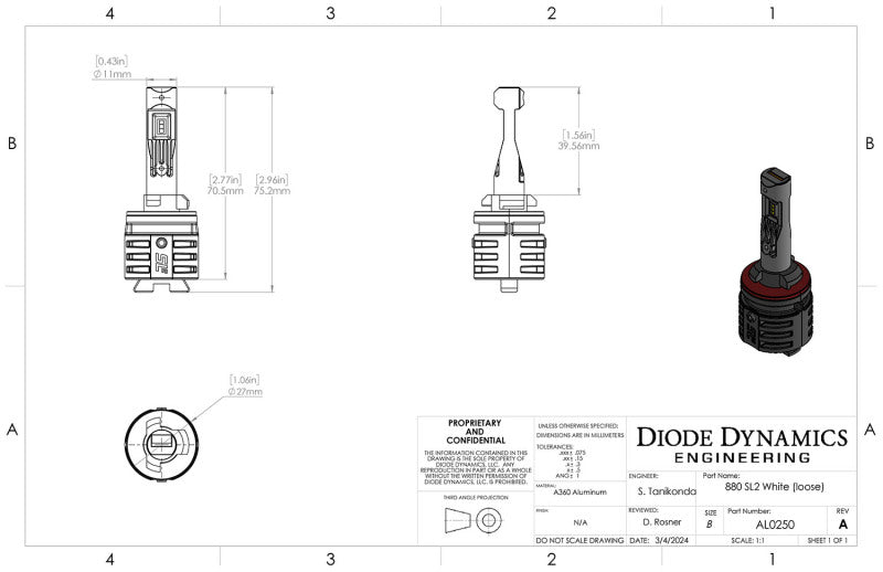 Diode Dynamics 880/881 Yellow SL2 LED Bulb (one) - DD0476S