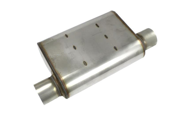 JBA Universal Chambered Style 304SS Muffler 13x9.75x4in 3in In/Out Dia Offset/Offset (Same Side) - 40-301301 by JBA - front v