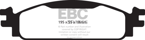 EBC 08-10 Ford Flex 3.5 Yellowstuff Front Brake Pads - DP41825R for 2009-2012 Lincoln MKS - front view