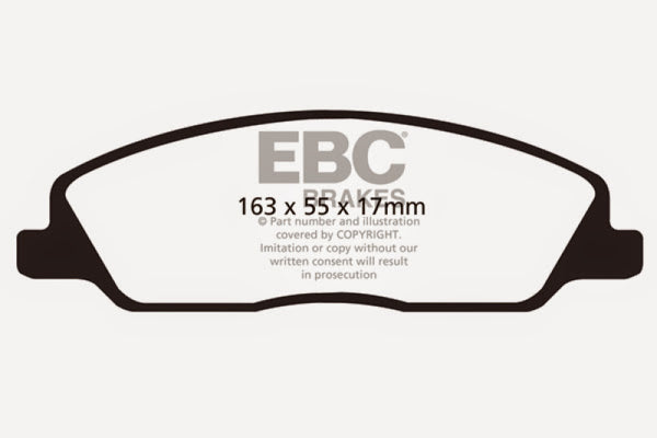 EBC 10-14 Ford Mustang 3.7 Yellowstuff Front Brake Pads - DP41869R for 2010-2014 Ford Mustang - front view