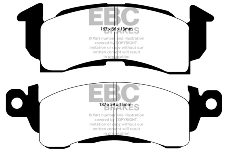 EBC 73-74 Buick Apollo 4.1 Ultimax2 Front Brake Pads - UD052 for 1980-1986 Chevrolet K20 Suburban - front view