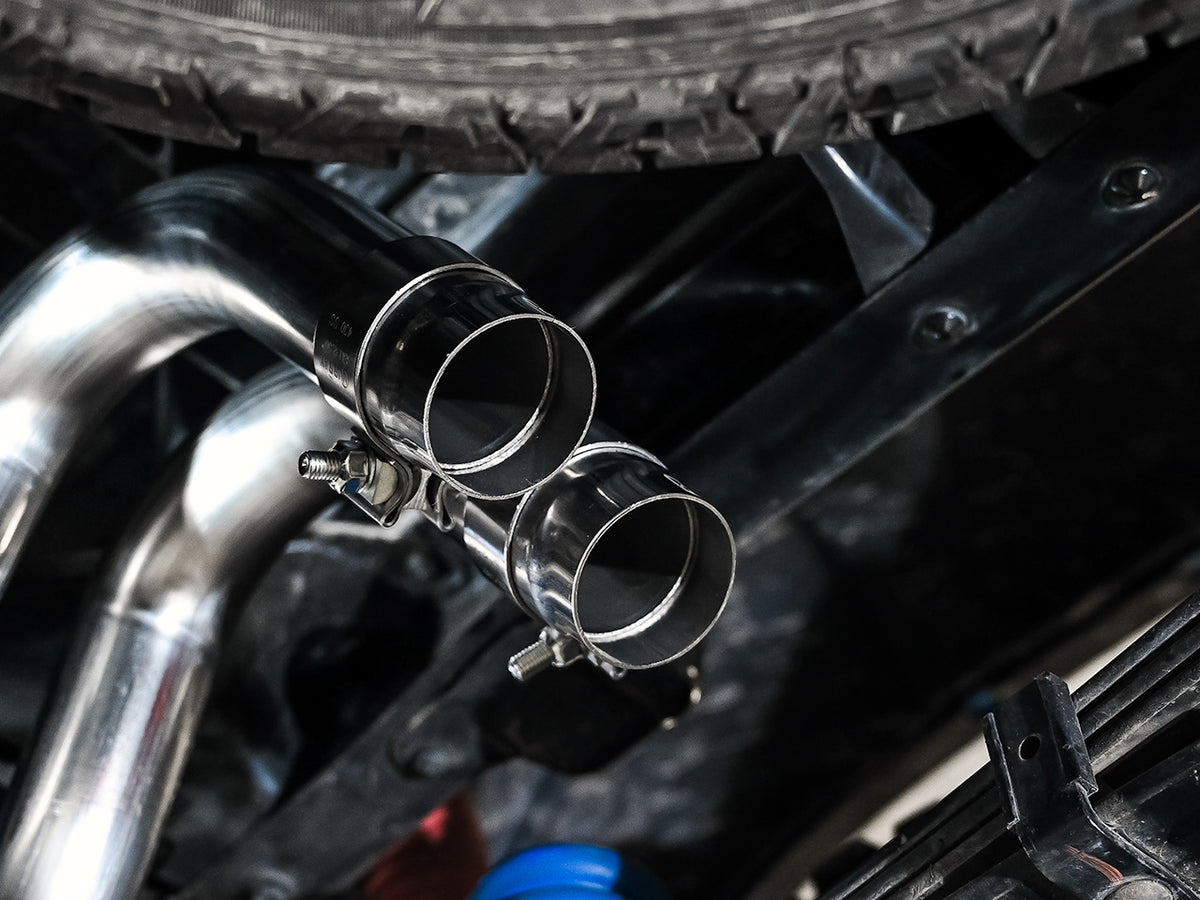 AWE 16-22 Toyota Tacoma 0FG Catback Exhaust w/ BashGuard - Dual Chrome Silver Tips - 3015-32826