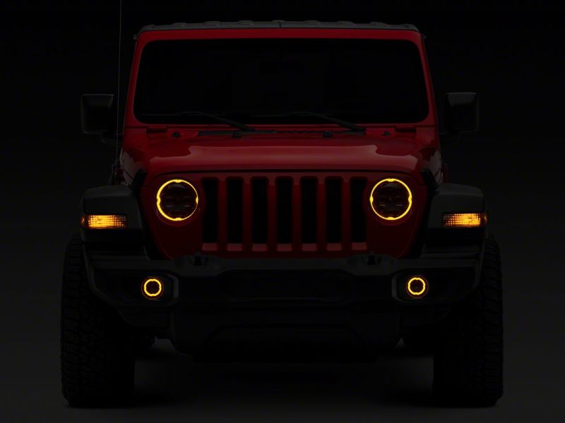 Raxiom 18-23 Jeep Wrangler JL Axial Series 9-In Angel Eye LED Headlights- Blk Housing (Clear Lens) - J177416