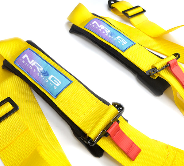 NRG 5PT 3in. Seat Belt Harness / Cam Lock - Yellow - SBH-B6PCYL - front view