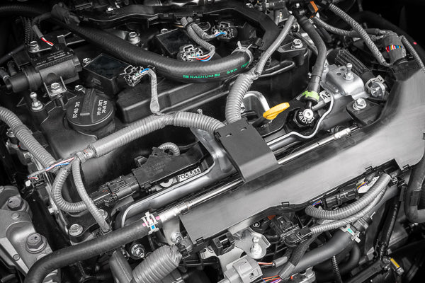 Radium Engineering Toyota G16E-GTS Fuel Rail - 20-0766 for 2023-2026 Toyota GR Corolla - detail view