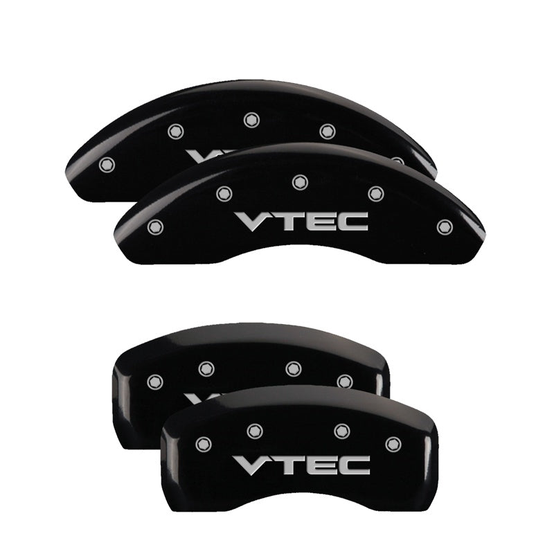 MGP 4 Caliper Covers Engraved Front &amp; Rear Vtech Black finish silver ch - 20002SVTCBK