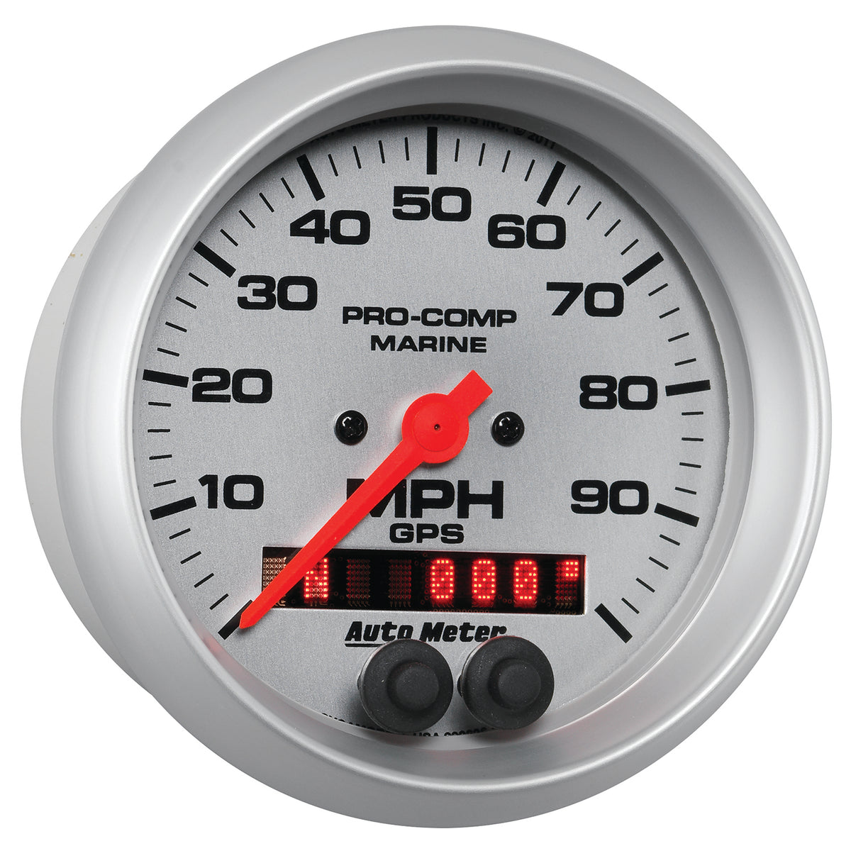Autometer Marine Silver 3-3/8in 100MPH GPS Speedometer Gauge - 200636-33