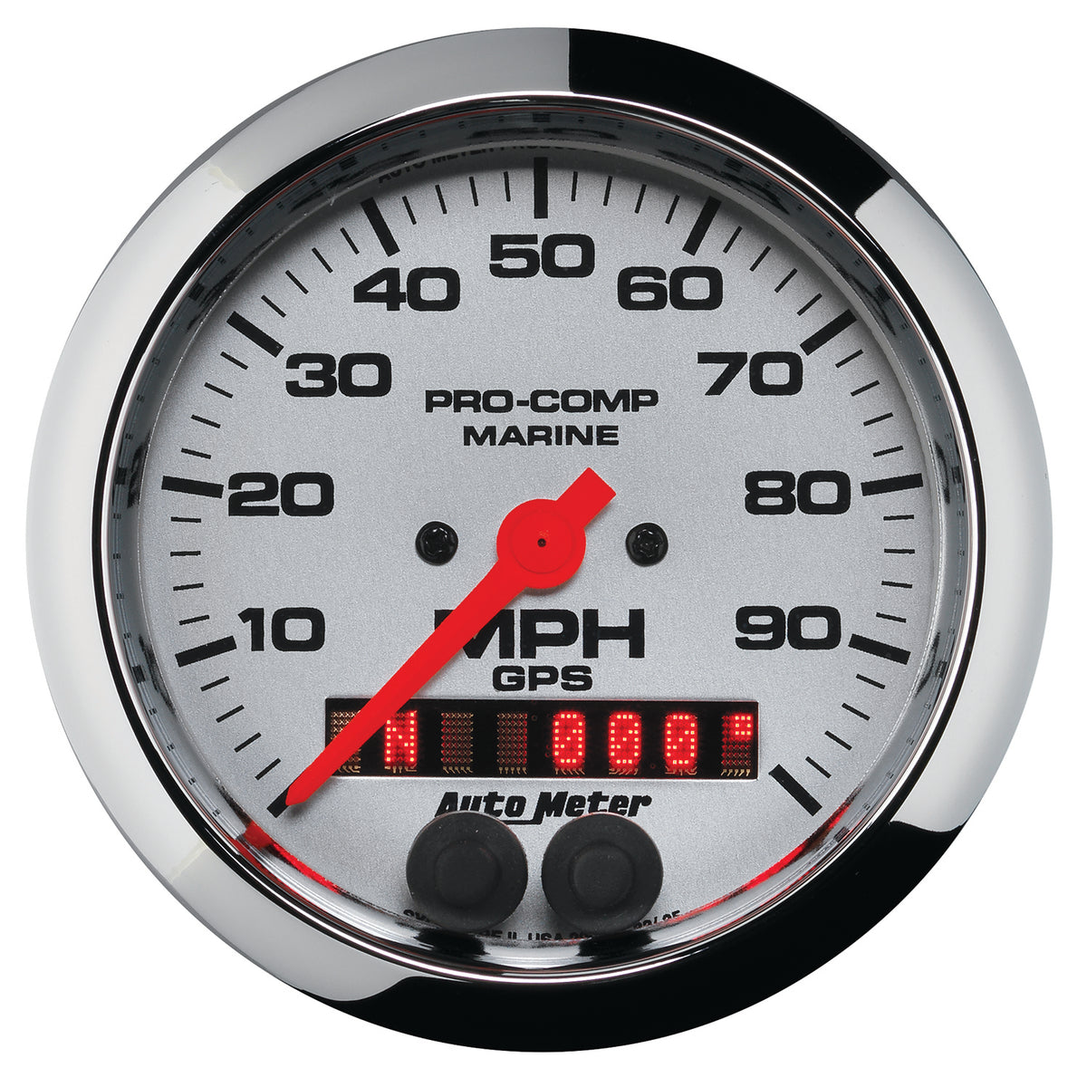 Autometer Marine Chrome 3-3/8in 100MPH GPS Speedometer Gauge - 200636-35