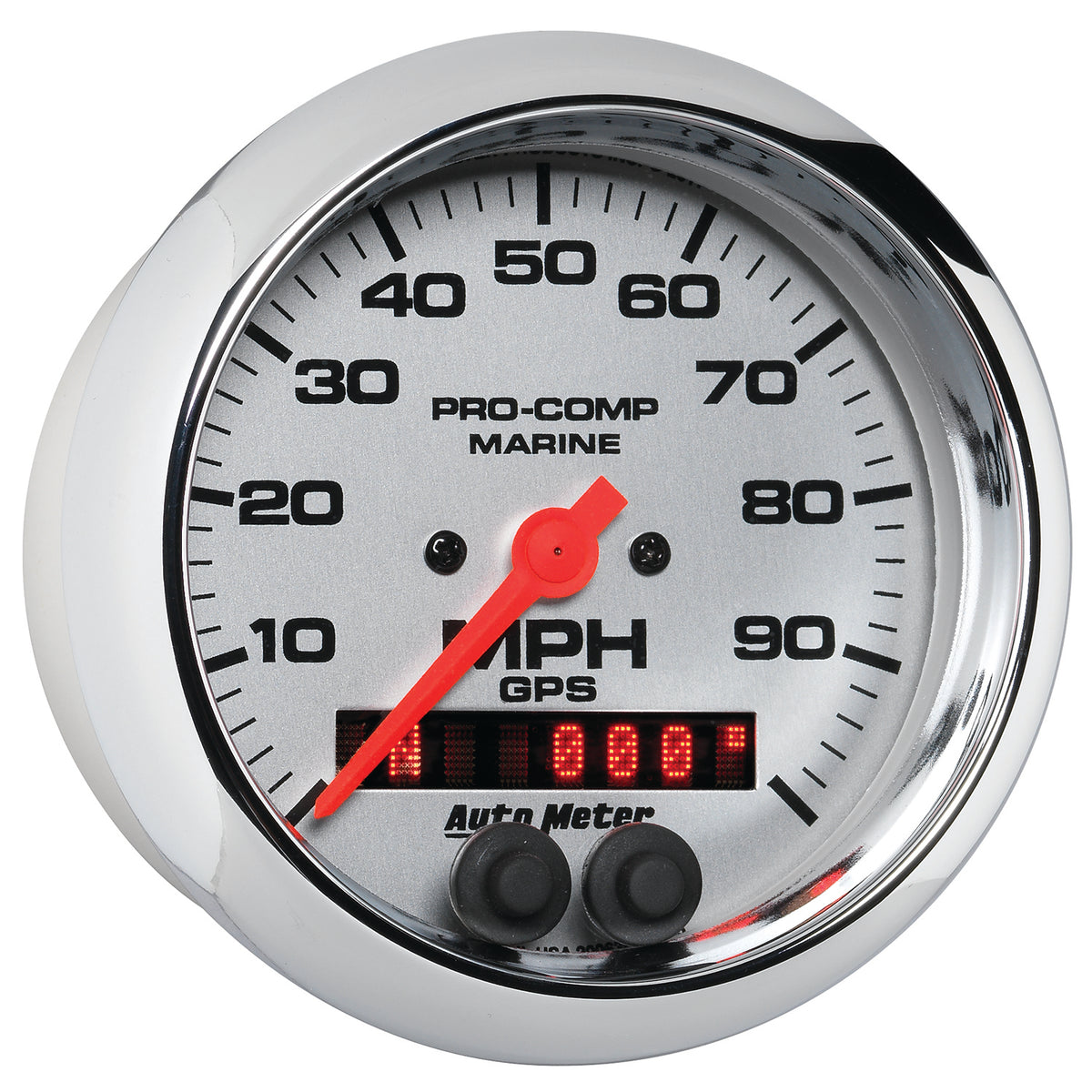 Autometer Marine Chrome 3-3/8in 100MPH GPS Speedometer Gauge - 200636-35