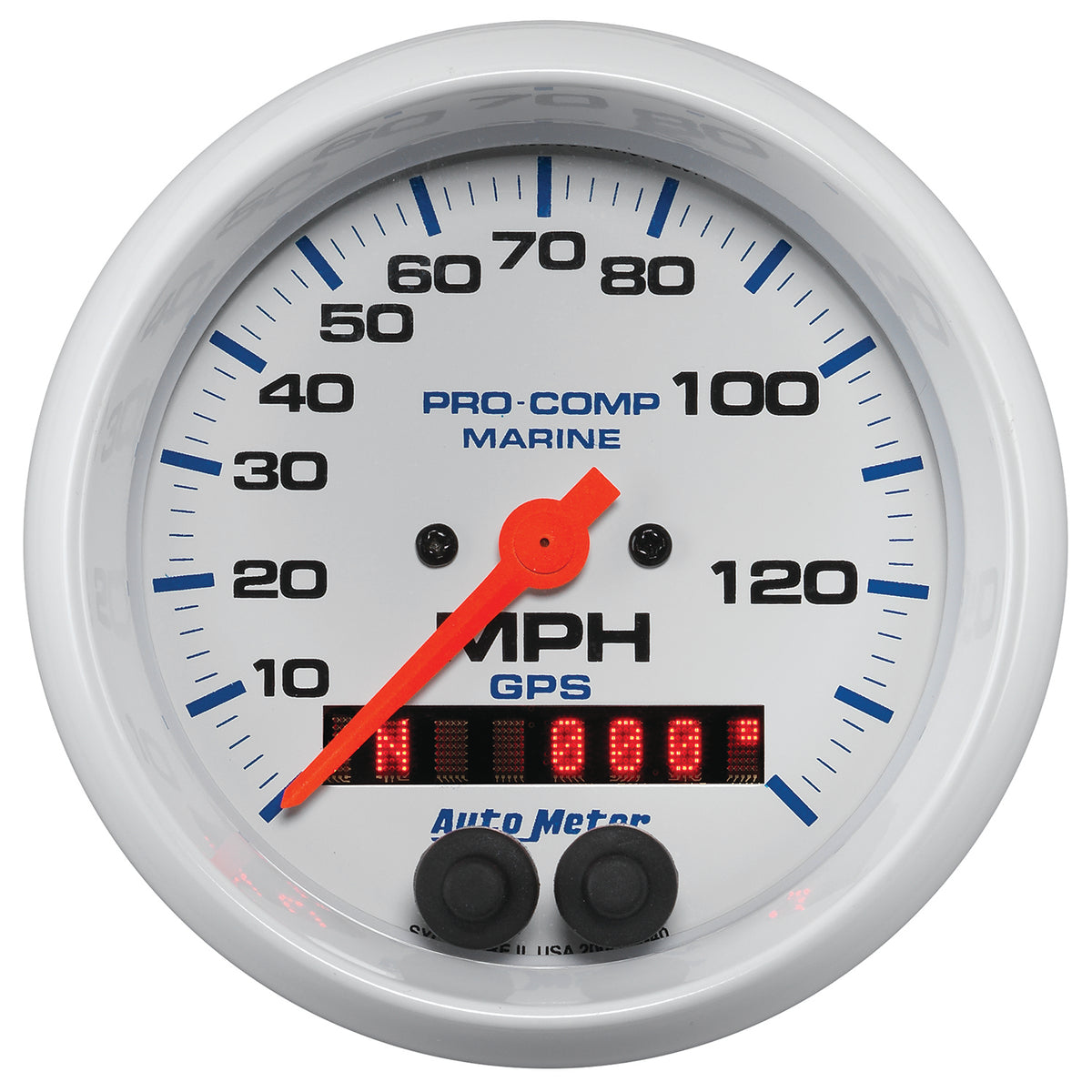 Autometer Gauge GPS Speedometer 3-3/8in 140 MPH Marine White Gauge - 200638