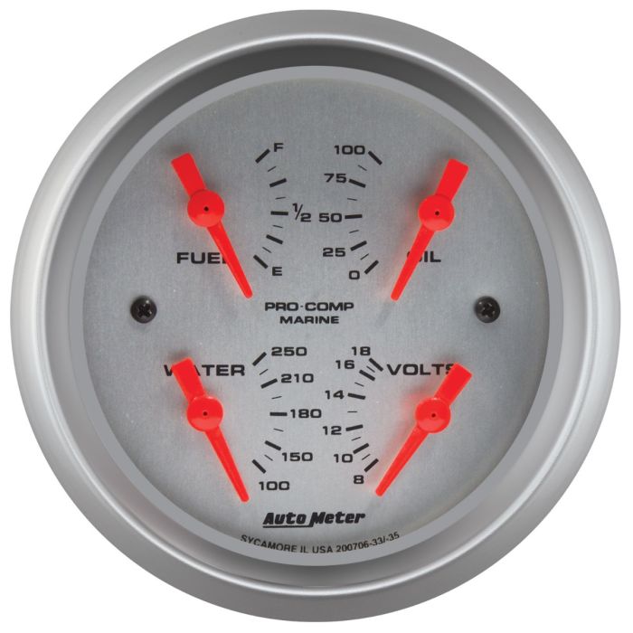 Autometer Marine Silver 3-3/8in Gauge - 200706-33